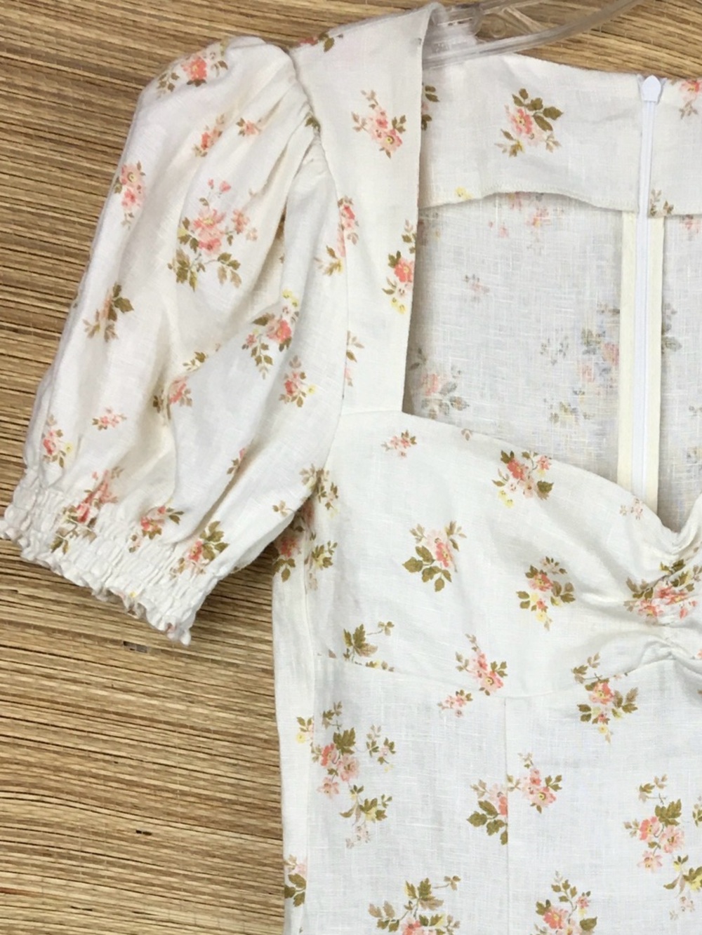 REFORMATION Gina Linen Mini Dress Mildred Floral Size 2 Cottagecore Puff Sleeve - Picture 8 of 13